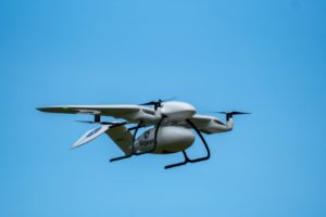 Skyports' delivery drone, manufactured by Wingcopter, takes flight. (Photo: Skyports)