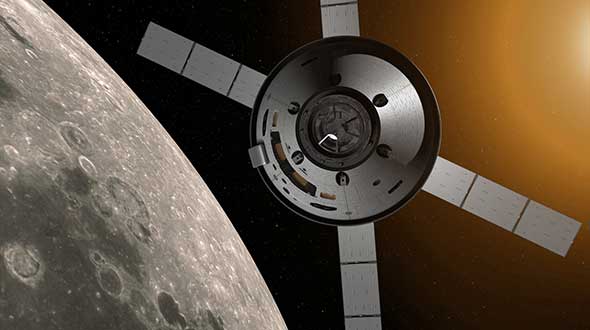 Artemis missions: Flown on the Orion spacecraft, the missions will gather information to help take humans to Mars. (Artist’s concept: NASA)