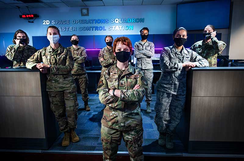 The women of the 2nd Space Operations Squadron made history as the first ever all-female space operations crew July 23, 2020, at Schriever Air Force Base, Colorado. The crew gained satellite control acceptance of SVN-76, officially adding another satellite to the GPS III fleet. (U.S. Air Force photo by Dennis Rogers and Kathryn Calvert)