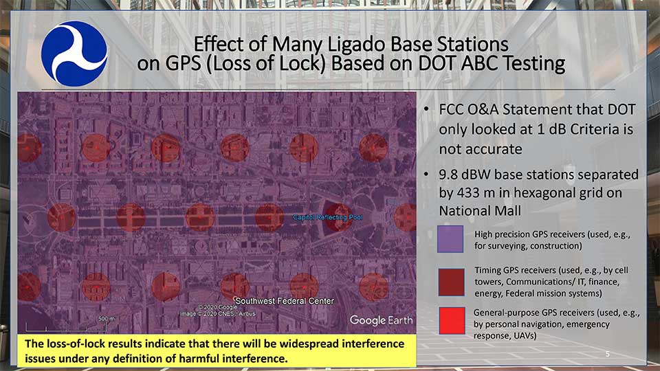 DOT briefing to FCC: “Concerns Over Ligado Order & Authorization,” June 2020. (Slide: DOT)