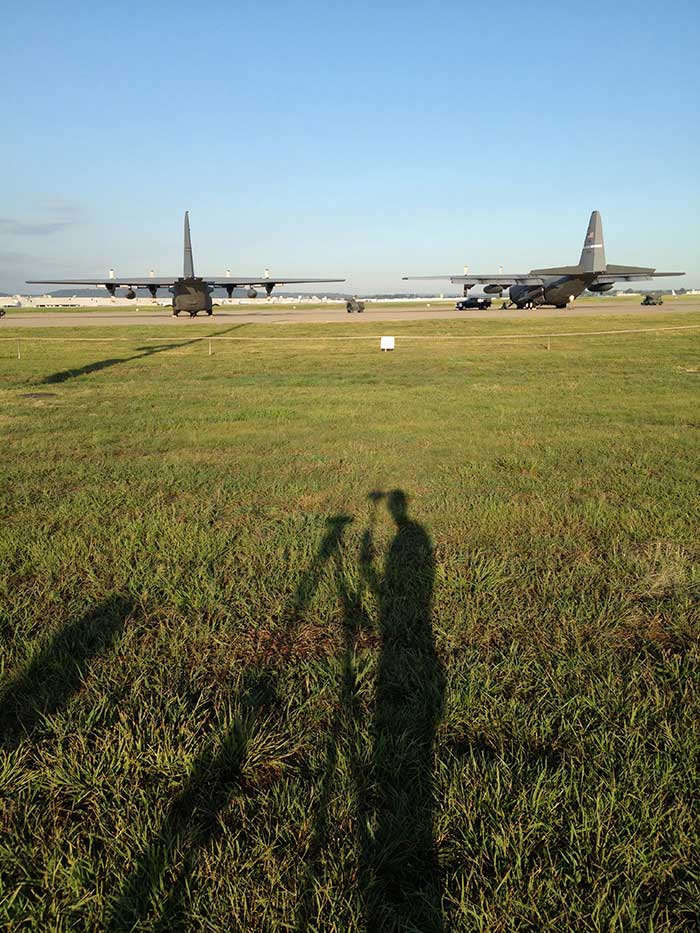 Helping the guard: For the Kentucky Air National Guard, Sibole surveyed for paint lines on the taxiway for C-130 aircraft. (Photo: Matt Sibole)