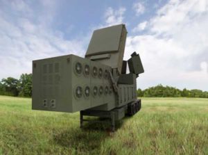 An artist's rendering of the Lower Tier Air and Missile Defense Sensor (LTAMDS), a next-generation radar meant to help defeat advanced threats like hypersonic weapons. (Image: Raytheon/Orolia)