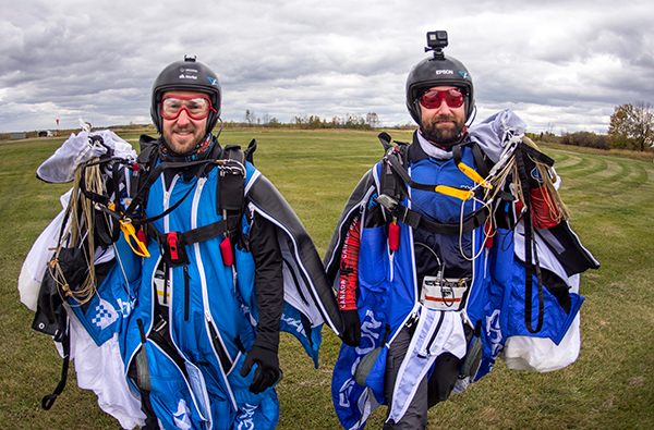 Post flight: Blair Egan (right) and Andrew Levson back on Earth. (Photo: NovAtel)