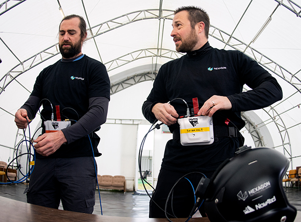 Wingsuit jumpers Andrew Levson (right) and Blair Egan suit up for the NovAtel tests. (Photo: NovAtel)