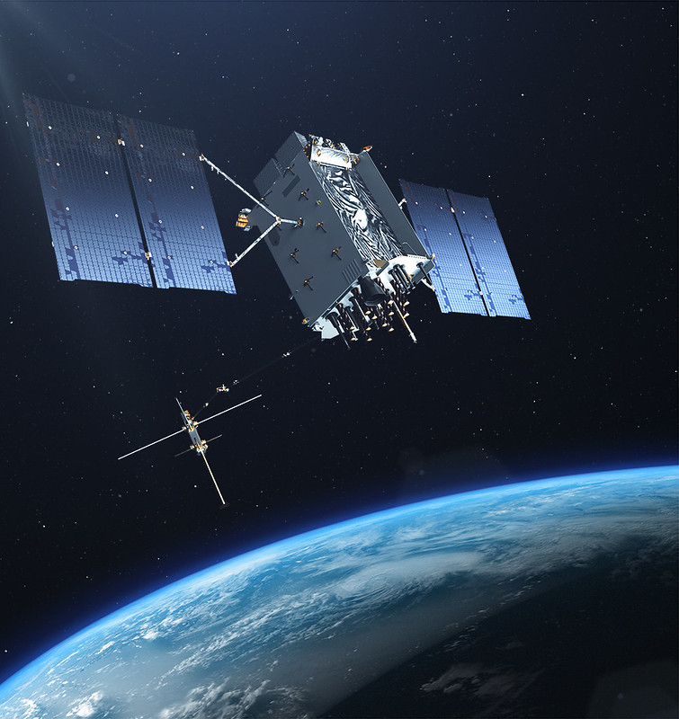 The U.S. Air Force’s Lockheed Martin-built next generation GPS III satellite on orbit. Rendering portrays GPS III Space Vehicles (SVs) 01-10. (Artist's Rendering: Lockheed Martin)