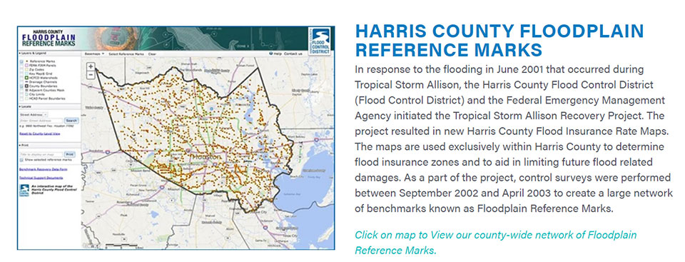 Harris County Floodplain Reference Marks. (Image: Harris County Flood Control District)