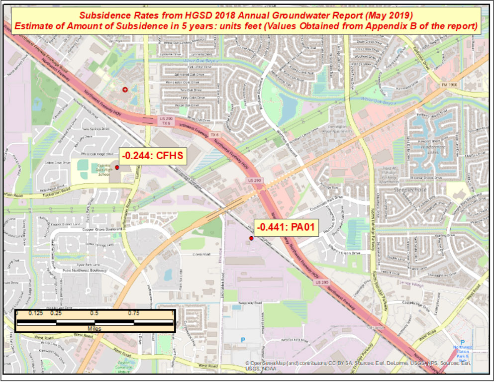 Estimate of Amount of Subsidence in 5 Years at Pam 1 – Units: Feet. (Image: David Ziljoski)