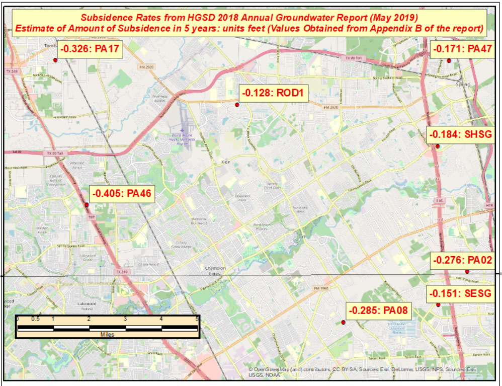 Estimate of Amount of Subsidence in 5 Years at Pam 46 – Units: Feet. (Image: David Ziljoski)
