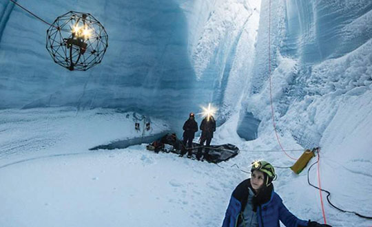 An Elios drone from team CERBERUS roams a moulin in an earlier challenge. (Photo: DARPA)