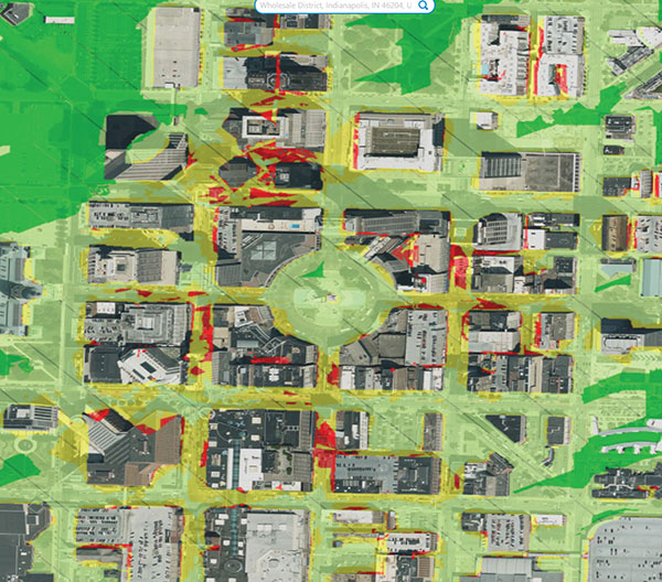 The GNSS Foresight service enables flight in challenging environments by calculating GNSS availability for every meter, every second, from 1-100 meters altitude, for up to three days into the future. (Image: Spirent Communications)