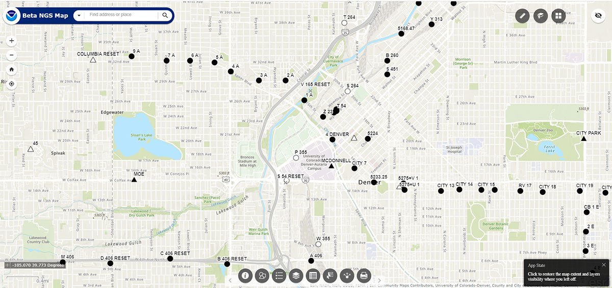 Sample map of Denver region. (Image: NGS website)