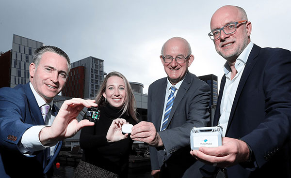 Danalto was visited by Ireland’s Minister Damien English upon the announcement of ESA contract. (From left) English, Mary Kathryn Midgett (danalto), Tom Kelly (Enterprise Ireland) and David McDonald (danalto). (Photo: Danalto)
