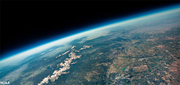 View from a weather balloon at 100,000 feet. (Photo: NOAA)