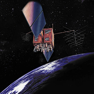 Artist's rendition of a GPS-IIR satellite in orbit. (Image: GPS.gov)