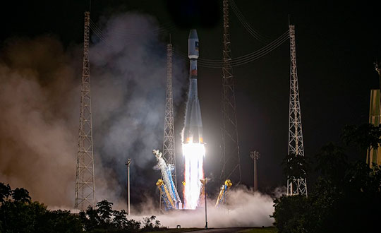 Galileo launch 11 from Europe’s spaceport in French Guyana. (Photo: ESA/CNES/Arianespace)