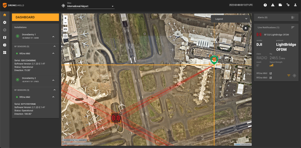DroneSentry-C2 with Nearmap location data. (Screenshot: DroneShield)
