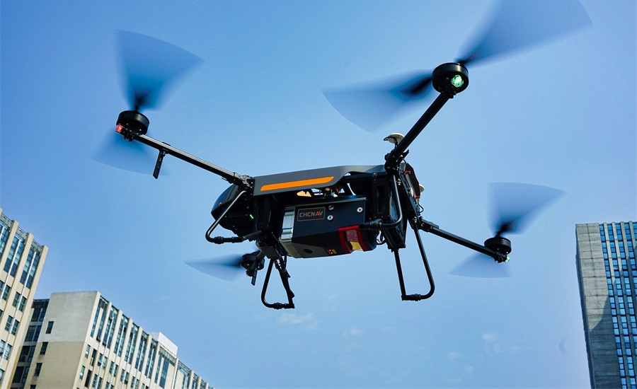 The BB4 UAV equipped with the AA2400 scanner for the city mapping task. (Photo: CHCNAV)