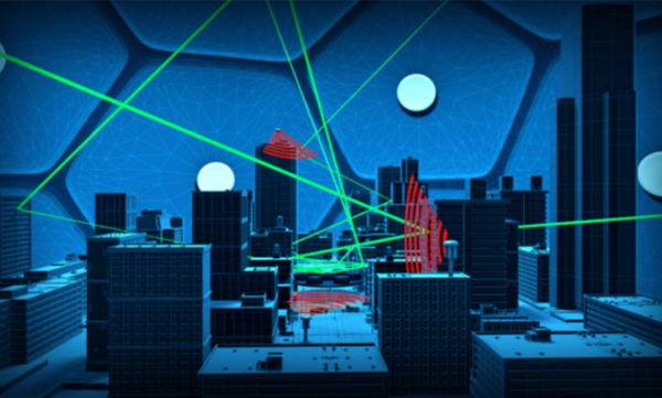 Illustration of a simulated test environment incorporating GNSS, multipath and jamming in a Spirent zoned chamber. (Image: Spirent Federal)
