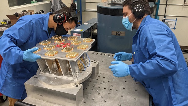 Xona’s first demonstration mission successfully completed testing at Experior Laboratories and prepares for launch on a Falcon 9 in May. (Photo: Xona)