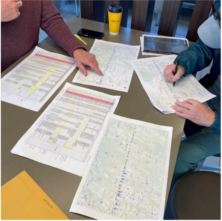 Planning a day of stone monument recovery (Photo: Tim Burch)
