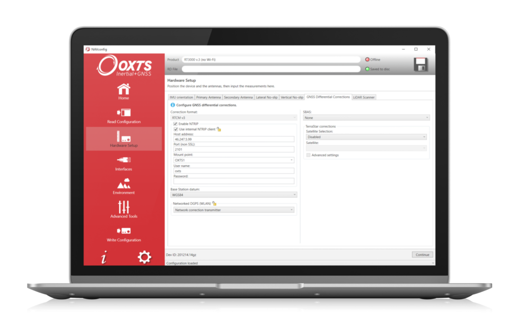 NAVconfig – OxTS’ INS configuration software. (Image: OxTS)