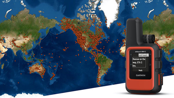 A Garmin inReach with a map showing incidents. (Photo: Garmin)