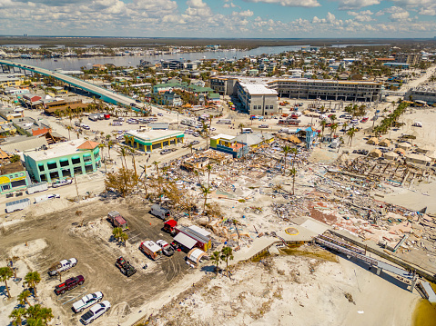 A photo taken in the aftermath of Hurricane Ian shows the massive destruction on Fort Myers Beach. (Photo: felixmizioznikov/iStock/Getty Images Plus/Getty Images)