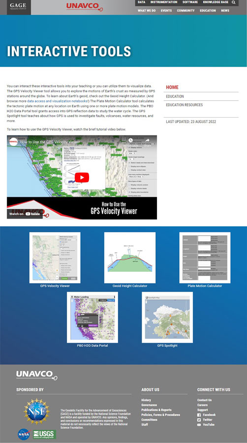 Screenshot: UNAVCO Website