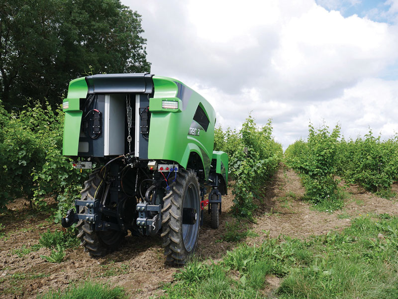 THE TREKTOR HYBRID ROBOT for agriculture, made by the French company SITIA, can work on a variety of crops by changing the width of its wheelbase and can perform many repetitive tasks, such as spraying and hoeing. (Image: SITIA)