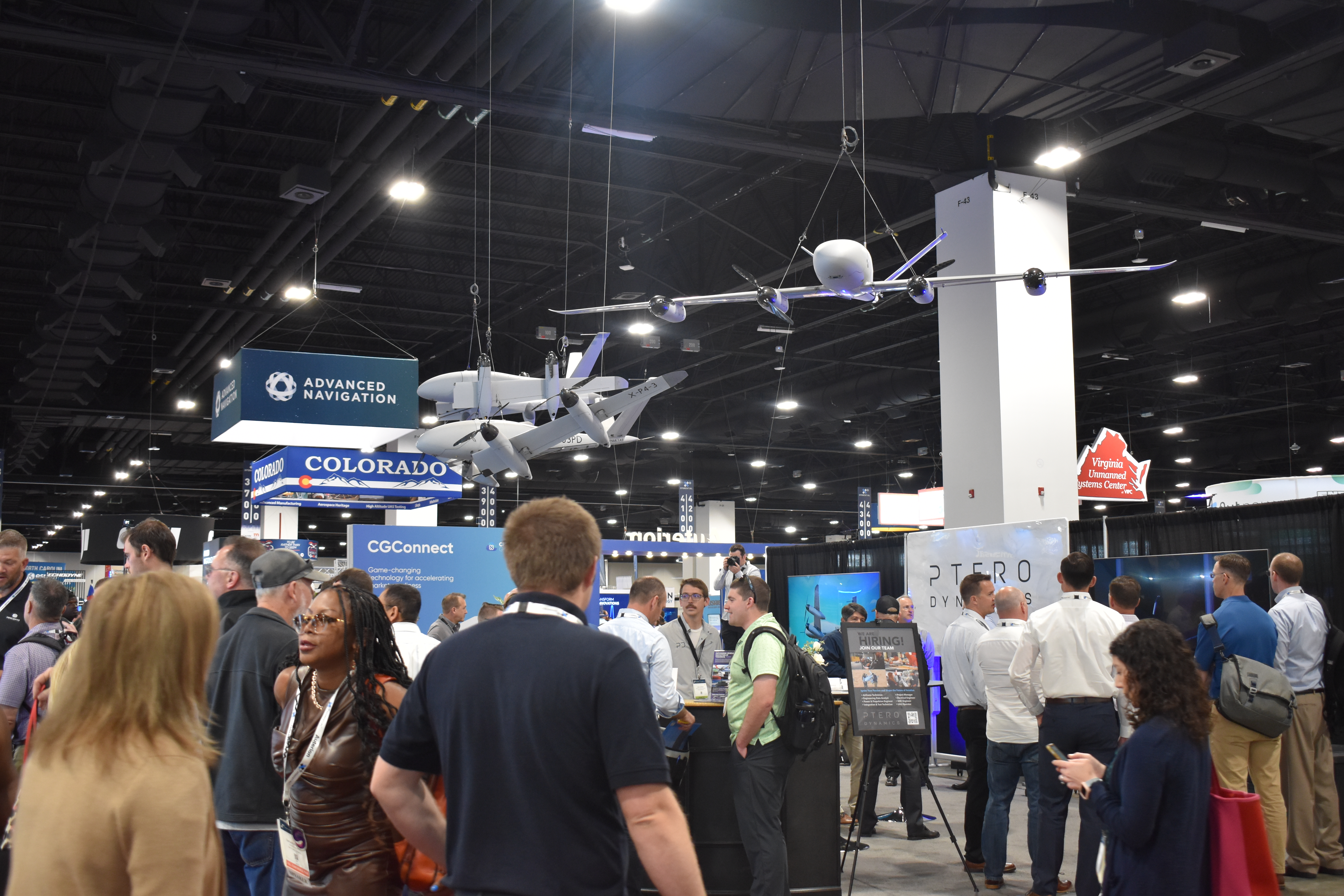 Attendees crowded the show floor during AUVSI XPONENTIAL day one.