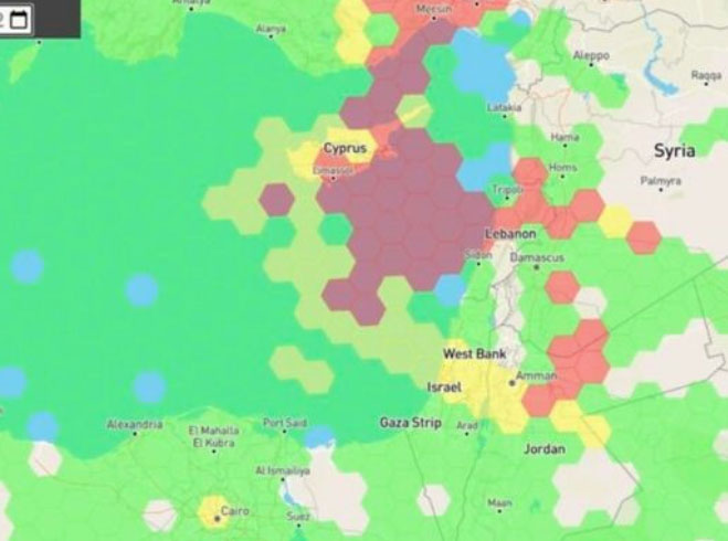 Israel GPS jamming. (Image: GPS Jam.org)