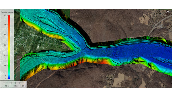 Topobathymetric digital elevation model of the confluence of the Potomac and Shenandoah Rivers at Harper’s Ferry, West Virginia. (Image: USGS)