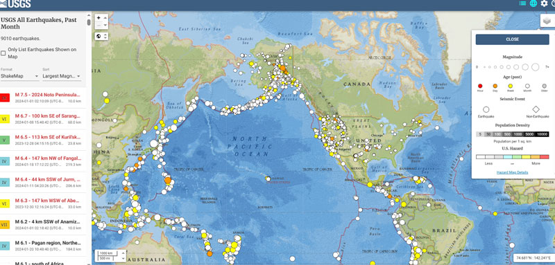 Plot of earthquakes north of Oklahoma City. (Image: USGS website)
