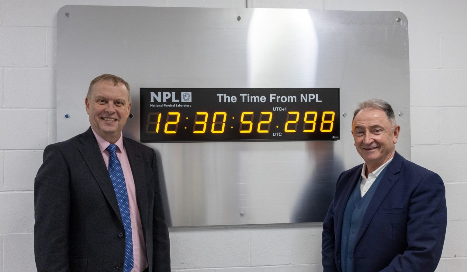 Peter Thompson, Ph.D., CEO of NPL, left, with Jim McDonald, professor at the University of Strathclyde. (Image: NPL)