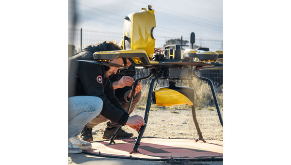 Photo:YellowScan’s bathymetric lidar product, the Navigator, mounted on the Noa from Acecore. This full waveform lidar system ensures continuity between underwater points and the surrounding terrain. (Image: YellowScan)