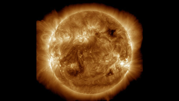 NASA’s Solar Dynamics Observatory captured this image of solar flares on May 11, 2024. The NOAA says there have been measurable effects and impacts from the geomagnetic storm. (Photo: Solar Dynamics Observatory)