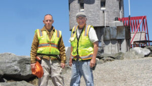 Jeff Olsen (on the left) and Bob Kunes in front of the observatory.