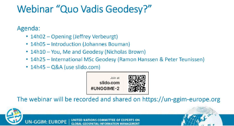 Agenda for webinar. (Photo: UN-GGIM: Europe)