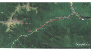 Project Diagram, 2014 Mount Washington leveling. ~8 miles SW along NH 16 from Gorham, 7.6 miles up the Auto Road. (Photo: Google Earth)