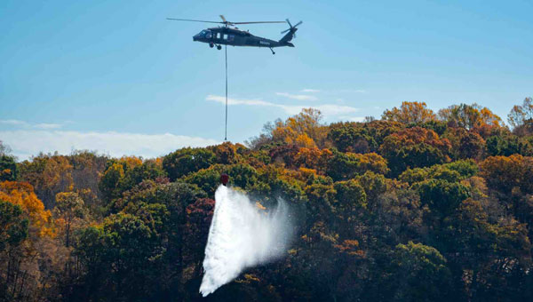 An autonomous Black Hawk helicopter demonstrates an aerial water drop in Connecticut. (Photo: Rain)