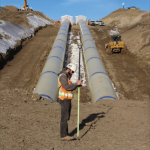 NW Construction survey manager Kenny Neskorik checking backfill. (Photo: NW Construction)
