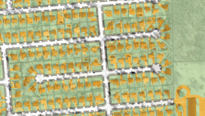 An aerial image of southfield, Michigan, from Nearmap’s natural pervious surface AI data layer. (Photo: Nearmap)