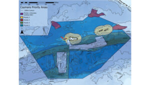 This nautical chart shows the Cayman priority mapping areas. The yellow oval indicates the vessel’s location as of Dec. 9, 2024. (Photo: Saildrone)