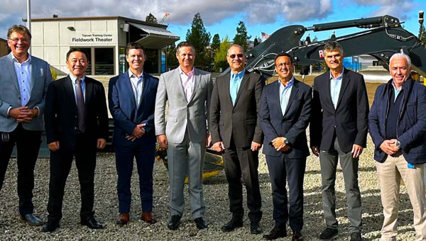 From left: Ewout Korpershoek and Tetsuya Morita with Topcon, Matthew Horwath and Peter J. Lau with FARO, Ivan Di Federico with Topcon, Phillip Delnick with FARO, and Murray Lodge and Luc Le Maire with Topcon.