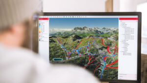 Leica alpine office enables resorts to achieve operational goals while safeguarding the environment by precisely managing snow management and reducing waste. Photo: Leica Geosystems