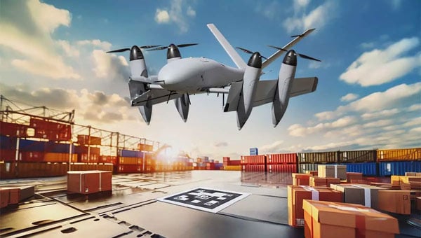 Transwing UAV climbs out on another logistics mission. (Photo: Ptero)