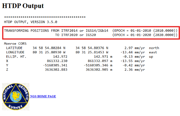 HTDP output for NCMR. (Photo: NGS) 