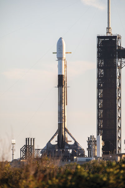 A SpaceX Falcon 9 rocket carrying Firefly Aerospace’s Blue Ghost Mission 1 lander prepares for a launch to the moon on Jan. 14, 2025, from Launch Complex 39A at the agency’s Kennedy Space Center in Florida. (Photo: NASA / Kim Shiflett)
