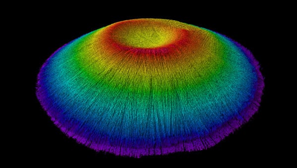 By adding high-accuracy locations with an average accuracy of 10 cm to 20 cm horizontal and vertical, the team was able to accurately georeference and further refine the detail of the bathymetry for their map inside the underwater Deception Island caldera. (Photo: Eos Positioning Systems)  