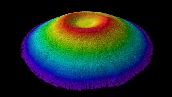 By adding high-accuracy locations with an average accuracy of 10 cm to 20 cm horizontal and vertical, the team was able to accurately georeference and further refine the detail of the bathymetry for their map inside the underwater Deception Island caldera. (Photo: Eos Positioning Systems)